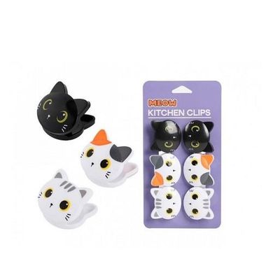 ITotal - 6-Piece Cat Clip Set: Black, Orange, and White Cats