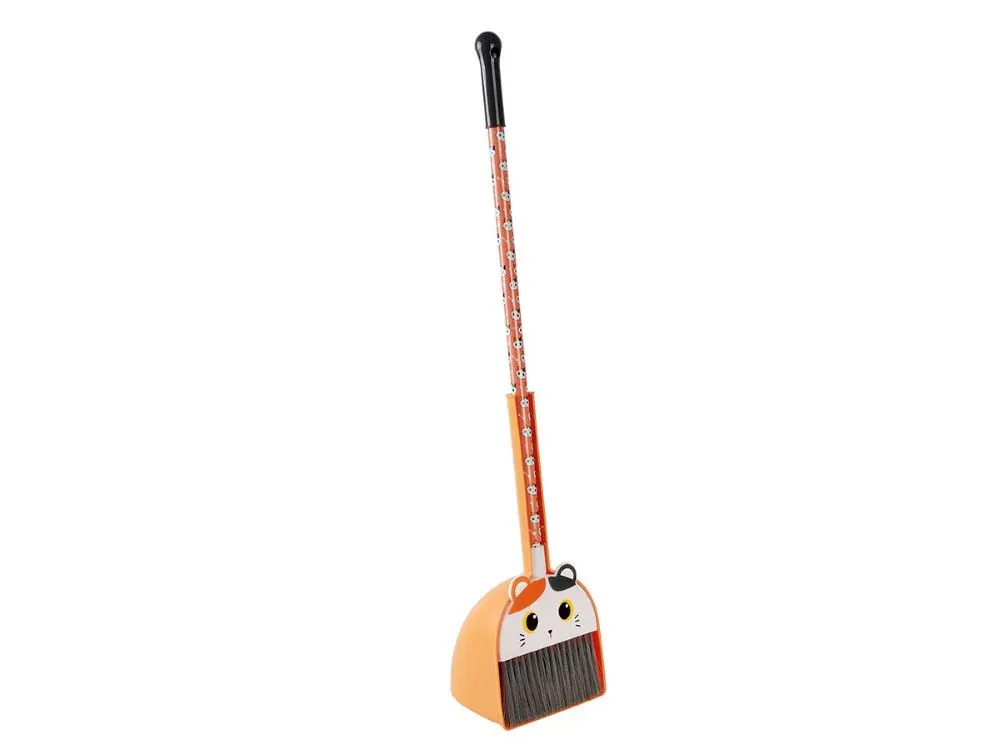 ITotal - Orange Cat Broom and Dustpan Set