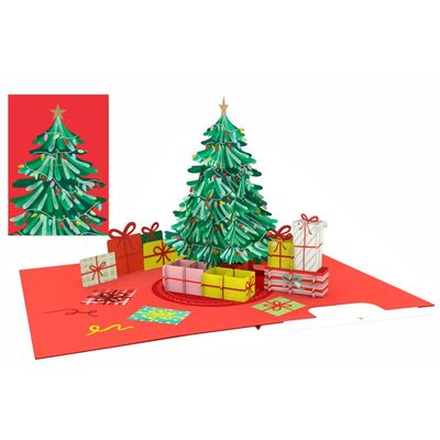 Origami Christmas Greeting Card - Gift Under The Tree