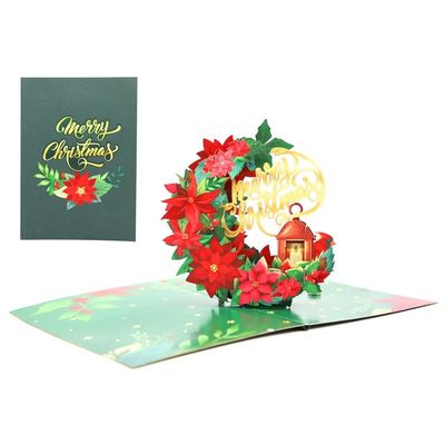 Origami Christmas Greeting Card - Merry Christmas Poinsettia