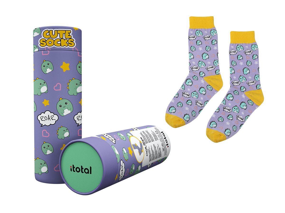 ITotal - Colorful Socks in a Gift Tube - Hello Dino