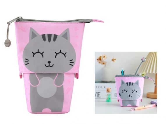 ITotal - Pop Up Pencil Case - Grey Cat