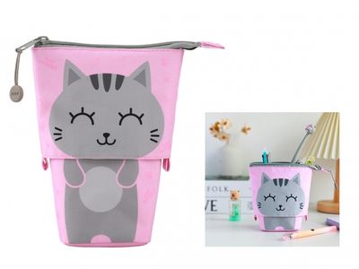 ITotal - Pop Up Pencil Case - Grey Cat