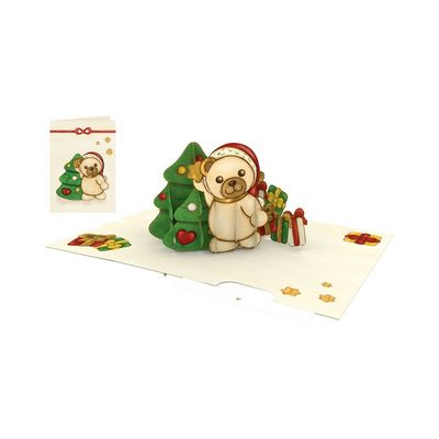 Origami Christmas Greeting Card - Thun Teddy