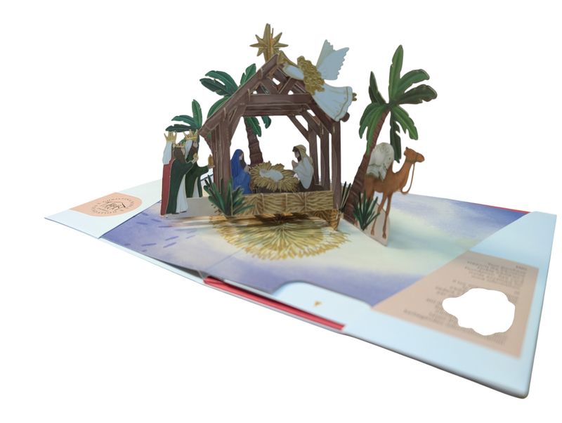 Origami Christmas Greeting Card - Nativity