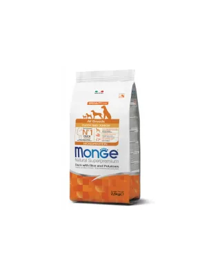Monge All Breed Puppy Junior Duck, Rice and Potatoes - Natural Superpremium Dry Dog 2.5 Kg