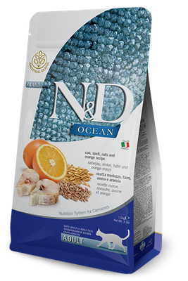 Farmina N&amp;D Ocean Cat Cod, Spelt, Oats And Orange Adult Gr.300
