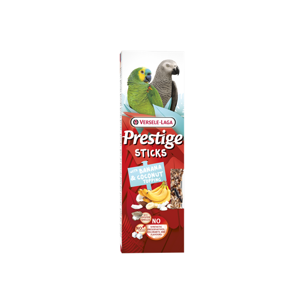 Stick with banana and coconut for large parakeets and parrots - 2 Pieces of 70gr