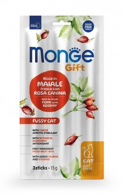 Monge Gift Cat Picky Appetite Rich in Fresh Pork with Rosehip and Cheese - Soft Stick