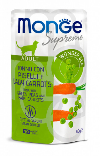 Monge Supreme Adult Tuna, Peas, and Baby Carrots - Cat 80g