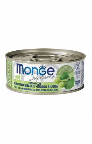 Monge Supreme Sterilized Tuna, Rice and Ginko - Can Cat 80gr