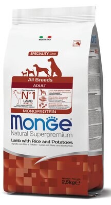 All Breeds Adult Lamb, Rice &amp; Potatoes Monoprotein - Monge Natural Superpremium Dry Dog 2.5 Kg