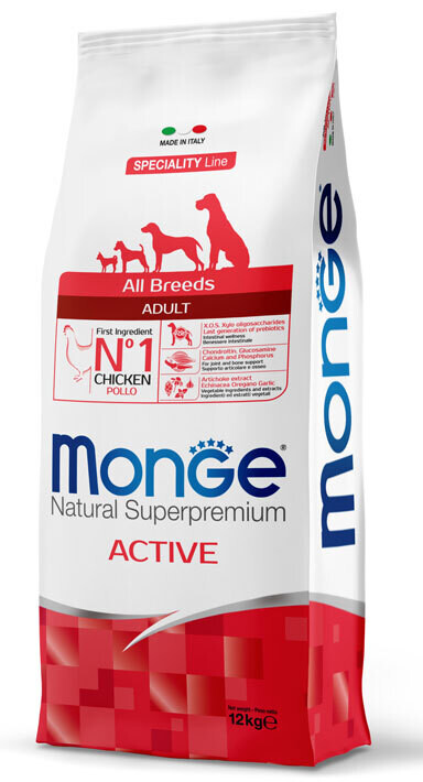 All Breeds Adult Active Chicken Monoprotein - Monge Natural Superpremium Dry Dog 12 kg