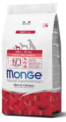 Mini Puppy &amp; Junior - Monge Natural Superpremium Dry Dog 3 Kg