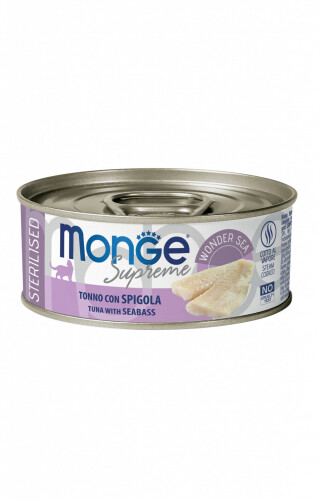 Monge Supreme Sterilized Tuna Sea Bass - Can Cat 80gr