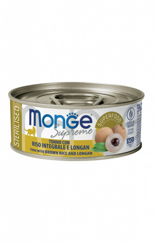 Monge Supreme Sterilized Tuna, Rice, Longan - Can Cat 80gr