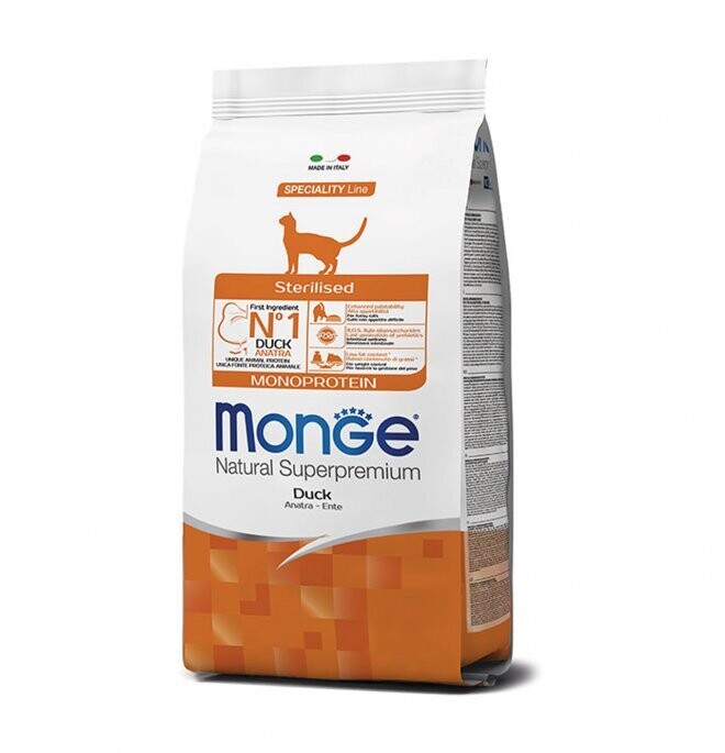 Sterilized Duck - Monge Natural Superpremium Dry Cat 10 Kg
