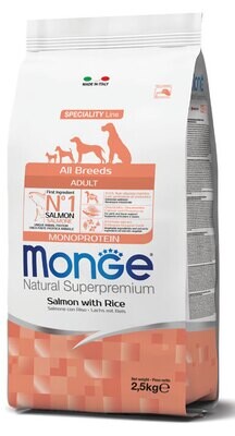 All Breeds Adult Salmon &amp; Rice Monoprotein - Monge Natural Superpremium Dry Dog 2.5 Kg