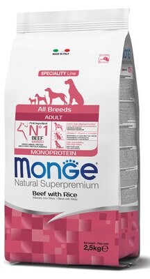 All Breeds Beef &amp; Rice Monoprotein - Monge Natural Superpremium Dry Dog Food 2.5 kg
