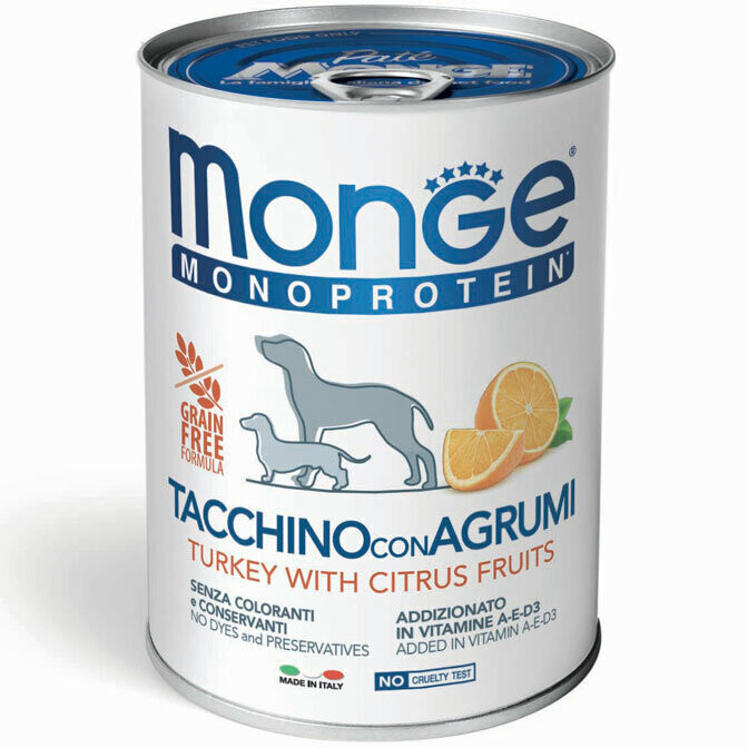 Monge Monoproteic Fruit Turkey And Citrus Fruit - Dog - can 400gr