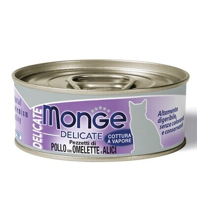 Monge Delicate Chicken Chunks With Omelet And Anchovies - Can Cat 80gr
