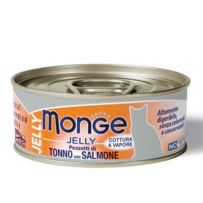 Monge Jelly Morceaux de Thon et Saumon - Boîte pour Chat 80g