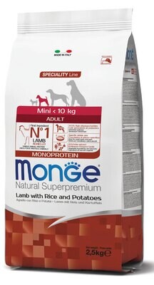 Mini Adult Lamb, Rice &amp; Potatoes Monoprotein - Monge Natural Superpremium Dry Dog 2.5 Kg