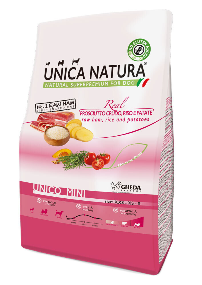 Gheda - Unica Natura Mini Dry - Raw Ham, Rice and Potatoes 800g