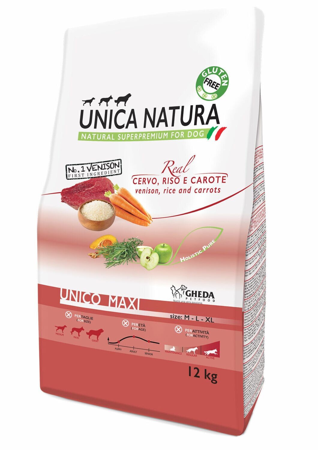 Gheda - Unico Maxi Dry - venison, rice and carrots 2.5kg
