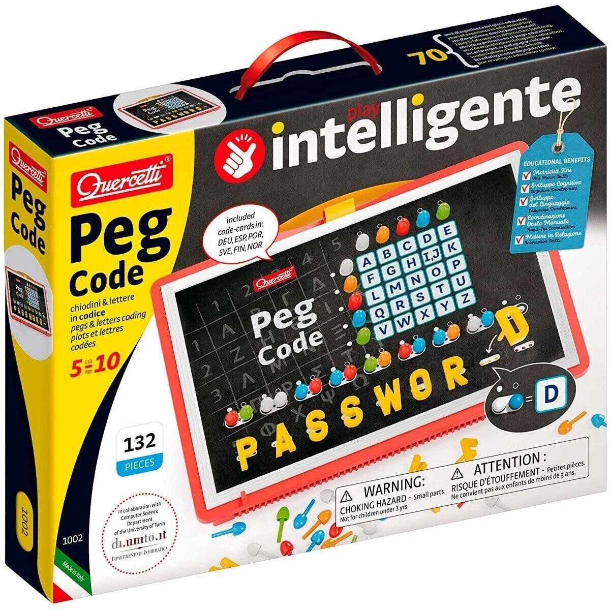 Quercetti 1002 Peg Code Pegs and Letters Coding For Children