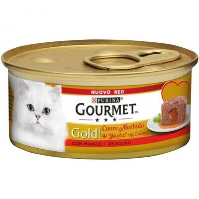 Lata Gato Gourmet Gold Coração Macio com Carne 85g