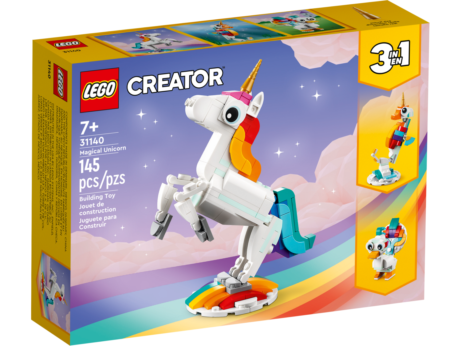 LEGO Creator 31140 Magical Unicorn with Rainbow, 3 in 1 Set