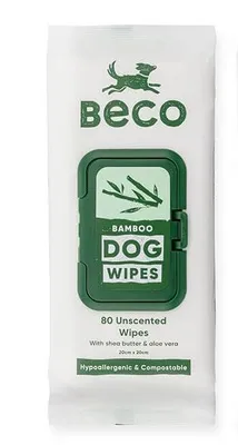BECO Bamboo Dog Wipes - 100% Compostable 80 pcs
