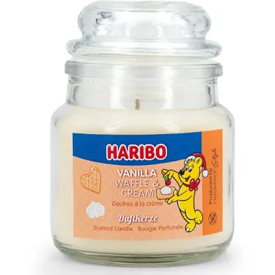 Haribo Vanilla Waffle Cream scented candle, glass candle 85gr