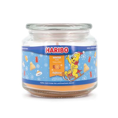 Haribo Christmas scented glass candle Winter Fun orange cinnamon 300g