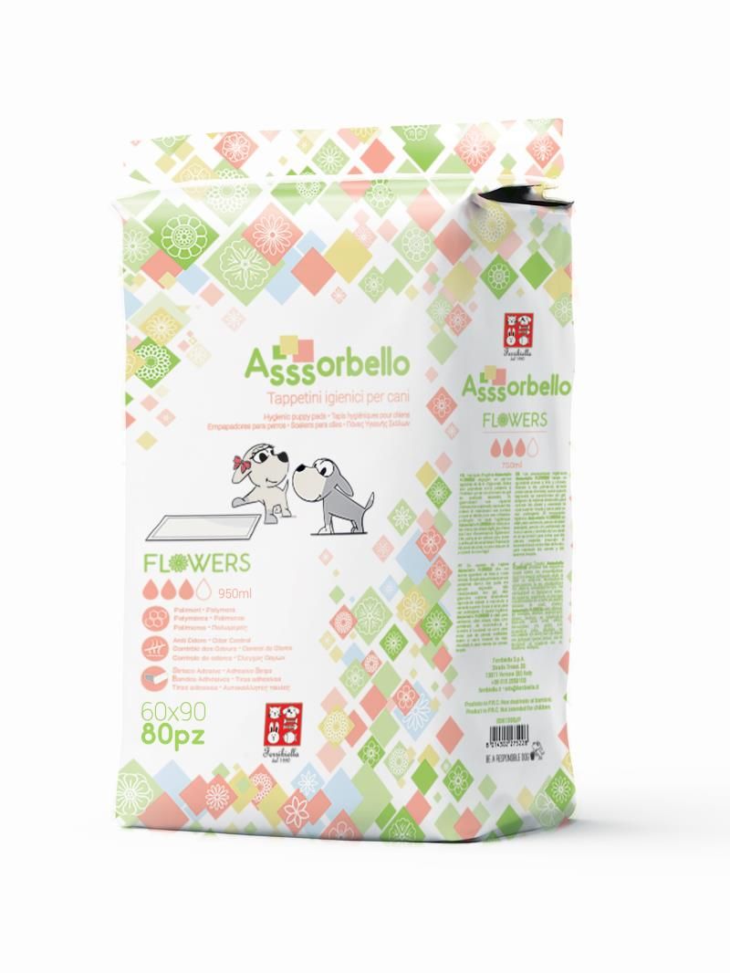 Ferribiella Assorbello Hygienic Mat Flowers 60X90cm 80PCS