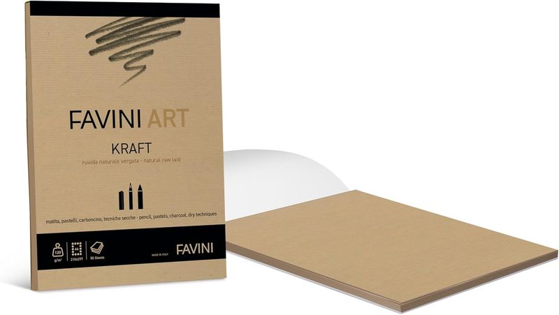Favini Art A4 Drawing Pad, 50 Kraft Sheets, 120g
