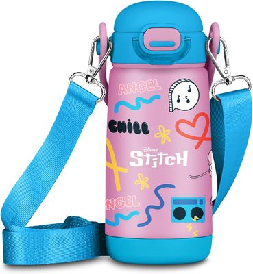 Seven Kid Water Bottle with Shoulder Strap Lilo &amp; Stitch - Angel