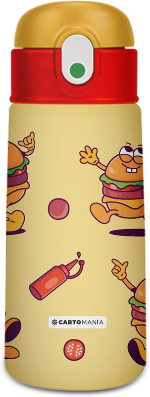 Cartomania Water Bottle with Hamburger Straw