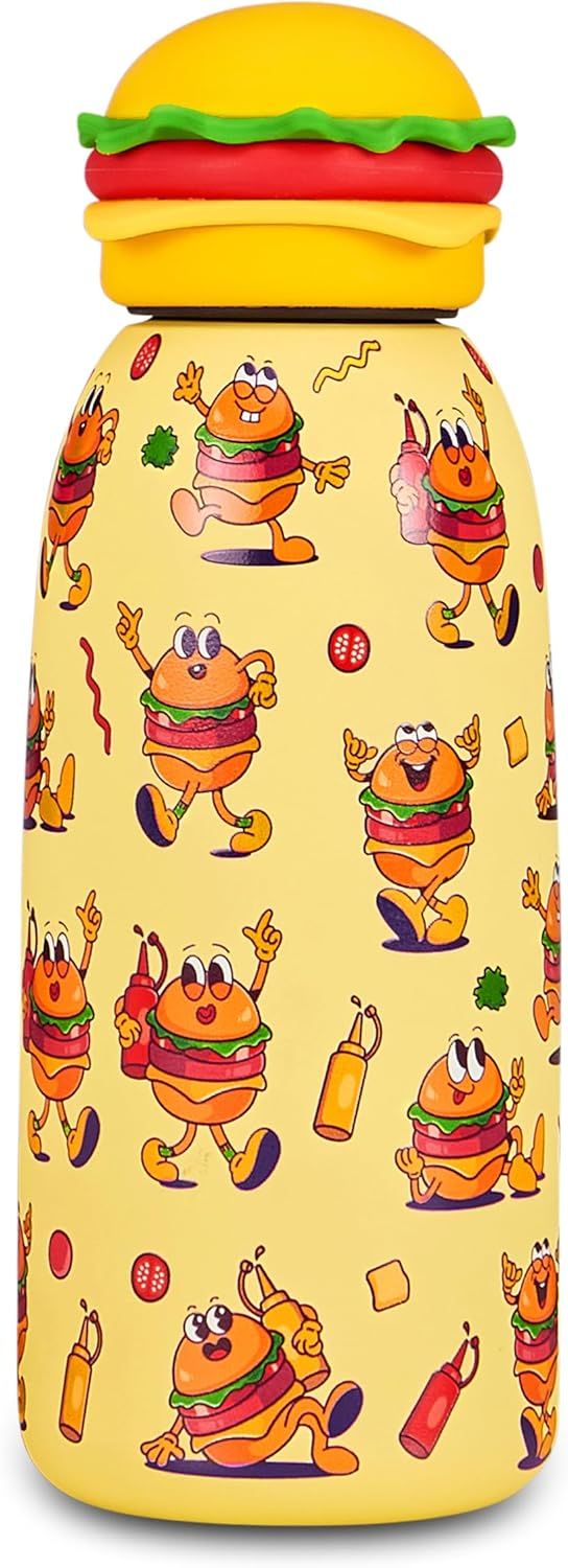 Cartomania Water Bottle with Hamburger-Shaped Cap