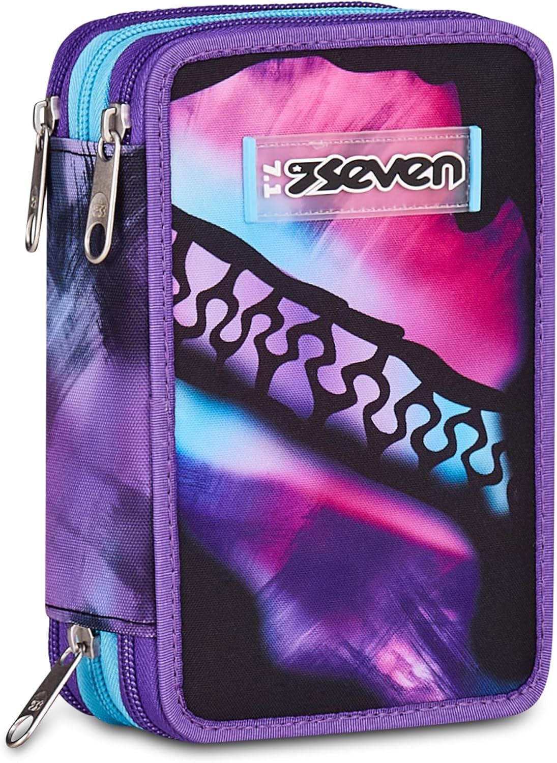 Seven Three-Zip Pencil Case - Pink Fusion