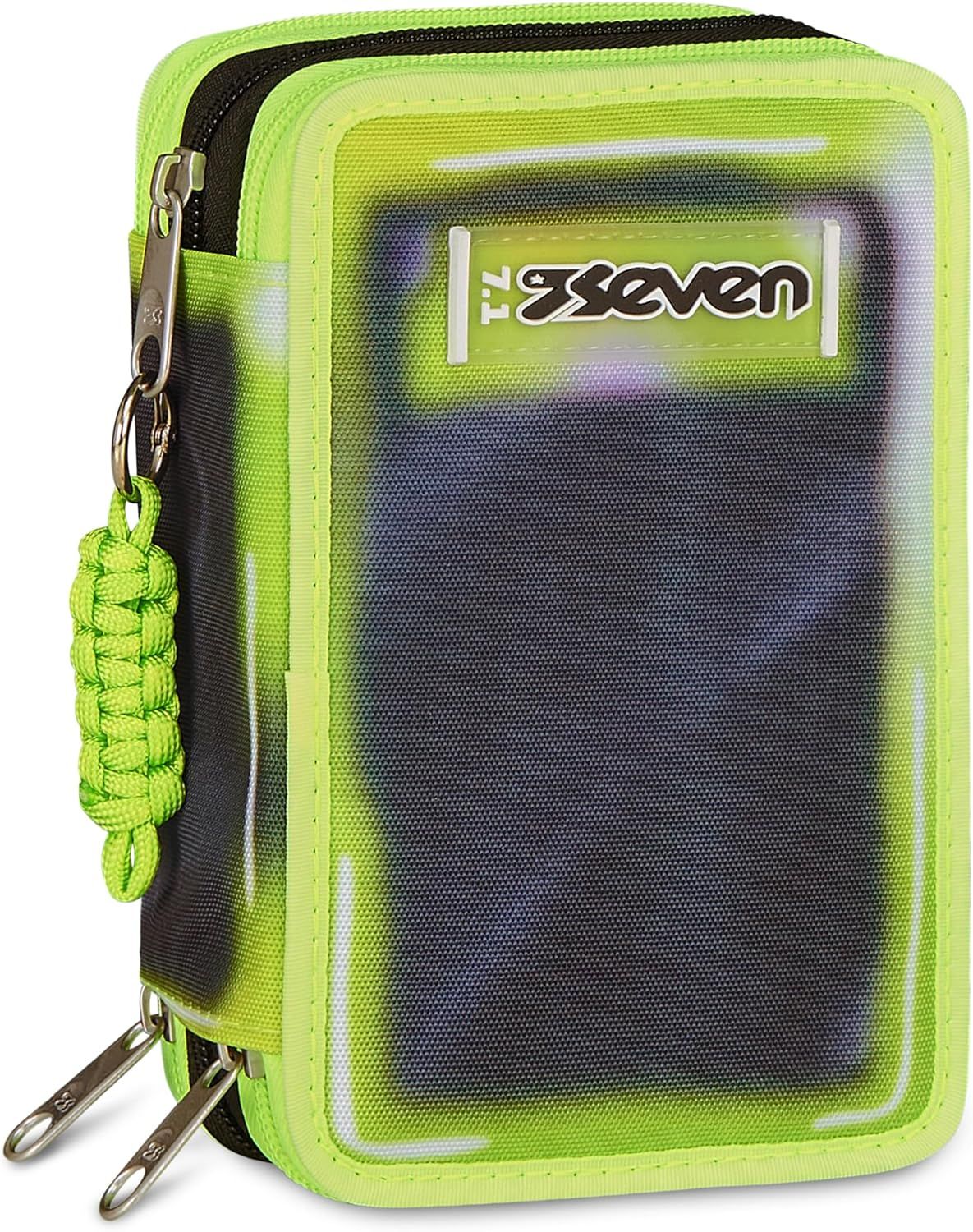 Seven Pencil Case 3 Zip Shadows Of Color Black and Yellow