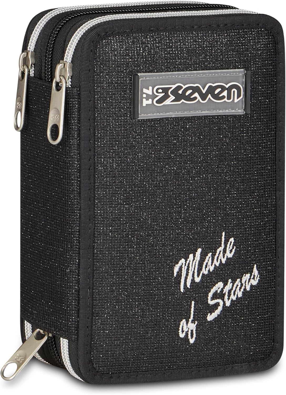 Seven Pencil Case 3 Zip Made Of Stars Black