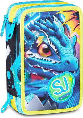 SJ Gang Pencil Case 3 Zip Metal Dragon Boy