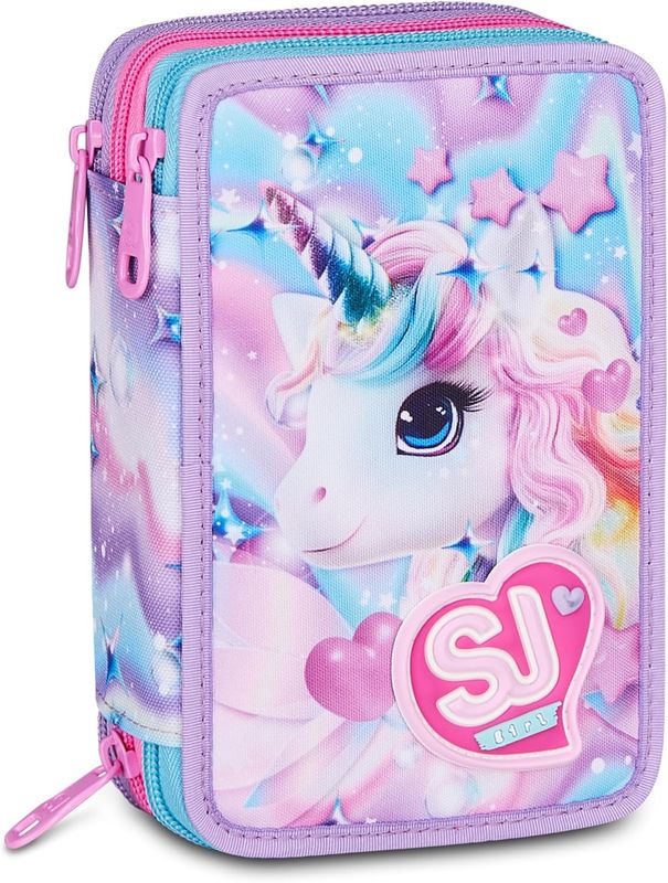 SJ Gang Pencil Case 3 Zip Glow Led Unicorn Girl