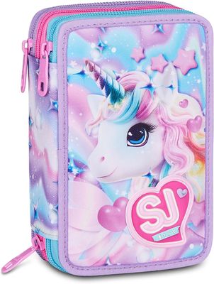 SJ Gang Pencil Case 3 Zip Glow Led Unicorn Girl