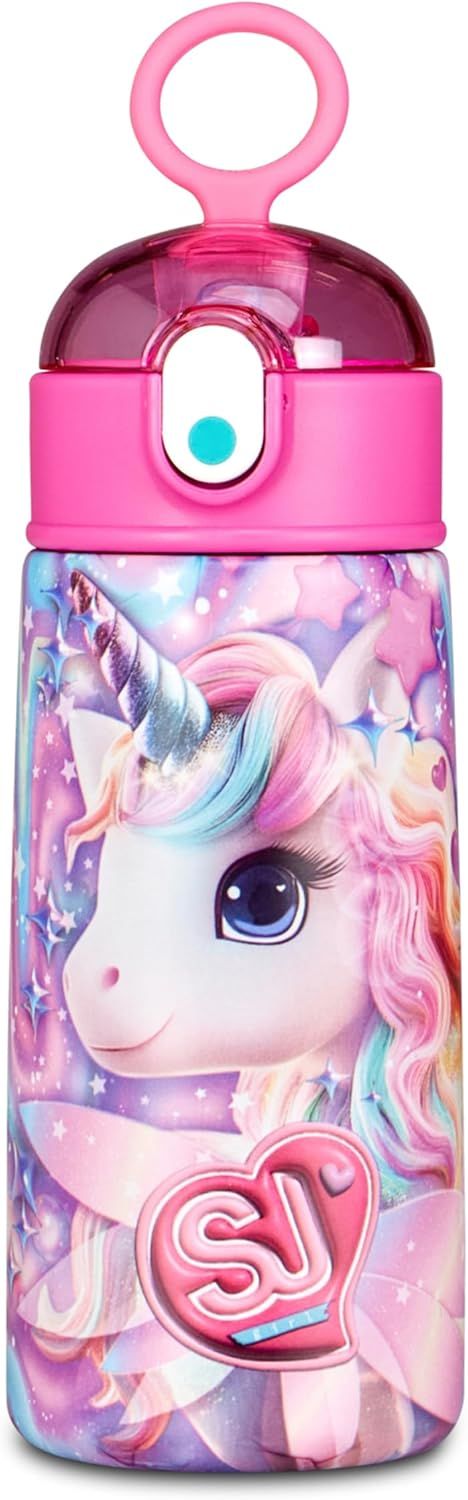 Sj Gang Thermal Water Bottle with Straw Animals - Unicorn
