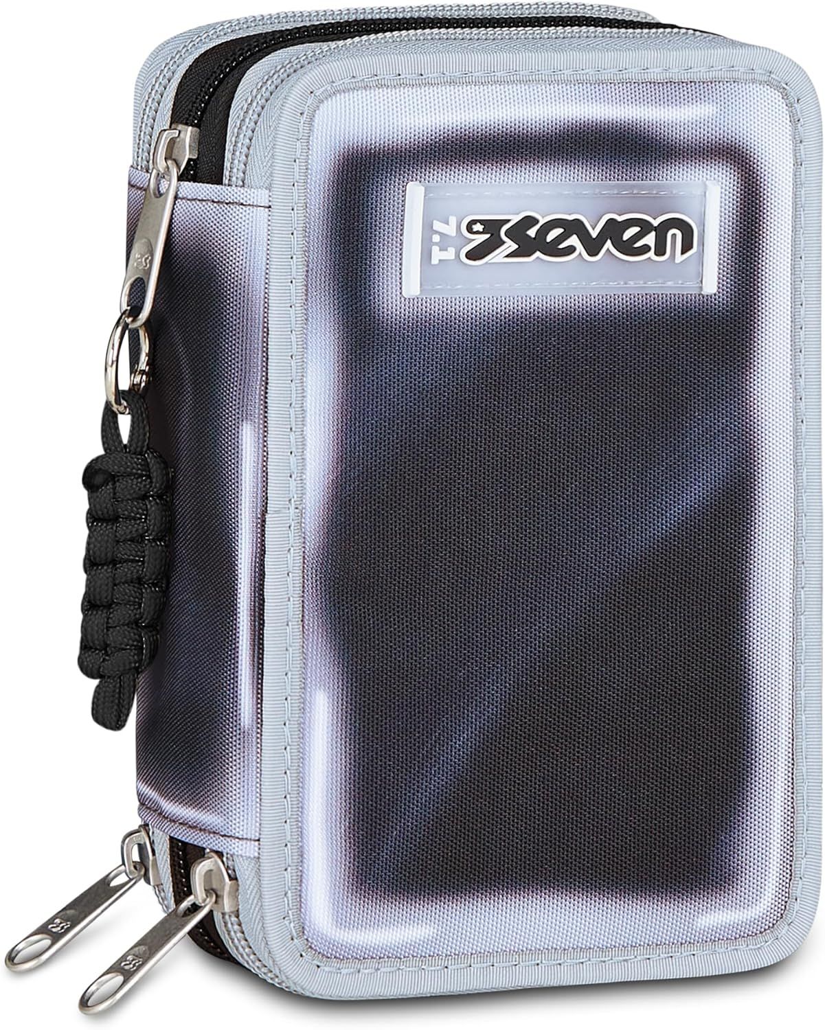 Seven Pencil Case 3 Zip Shadows Of Color Black and White