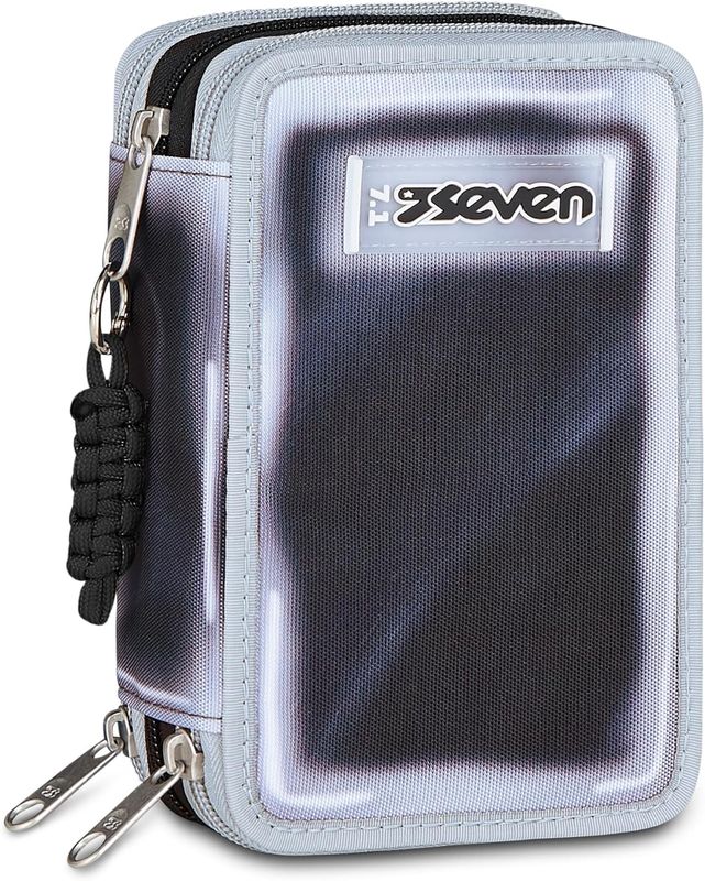 Seven Pencil Case 3 Zip Shadows Of Color Black and White