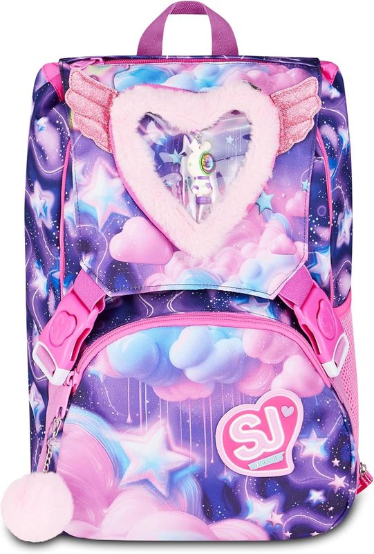 SJ Gang Expandable Backpack Big Fluffy Pink Girl